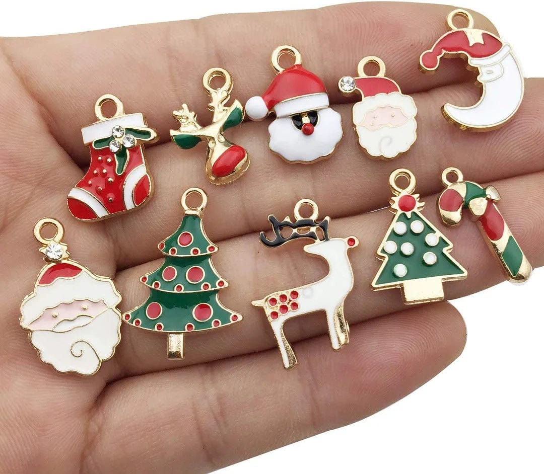 60Pcs Assorted Gold Plated Enamel Christmas Charm Pendant for DIY Jewelry Making Necklace Bracelet Earring DIY Jewelry Accessories Charms (M346)