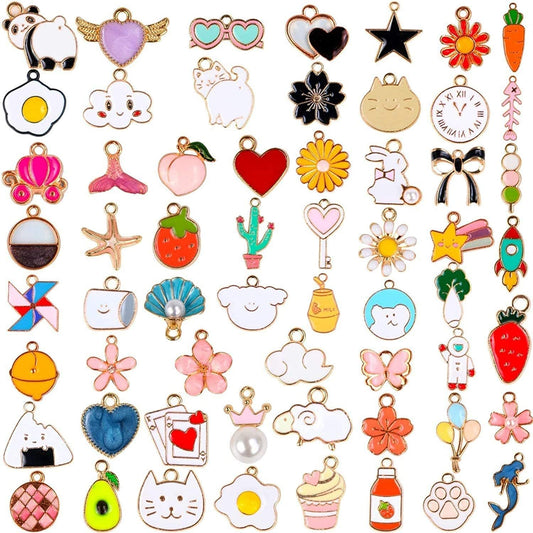 60Pcs Assorted Gold Plated Enamel Pendants Jewelry Making Charms for Necklace Earring Bracelet DIY Jewelry Making and Crafting