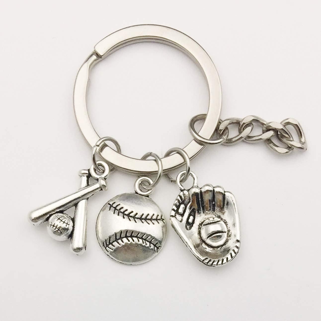 60PCS Baseball Charms Collection - Mixed Antique Silver Bat Glove Ballgame Sports Ball Softball Metal Alloy Pendants for Jewelry Making DIY Findings(Cfm130)