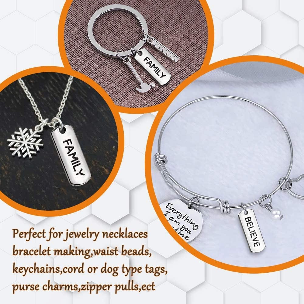 60Pcs Inspirational Charms Pendants for Jewelry Making,Mixed Motivational Words Pendants Beads Charms DIY Craft Supplies Bracelet Charms Bulk for Jewelry Necklaces Bracelet Making Keychains
