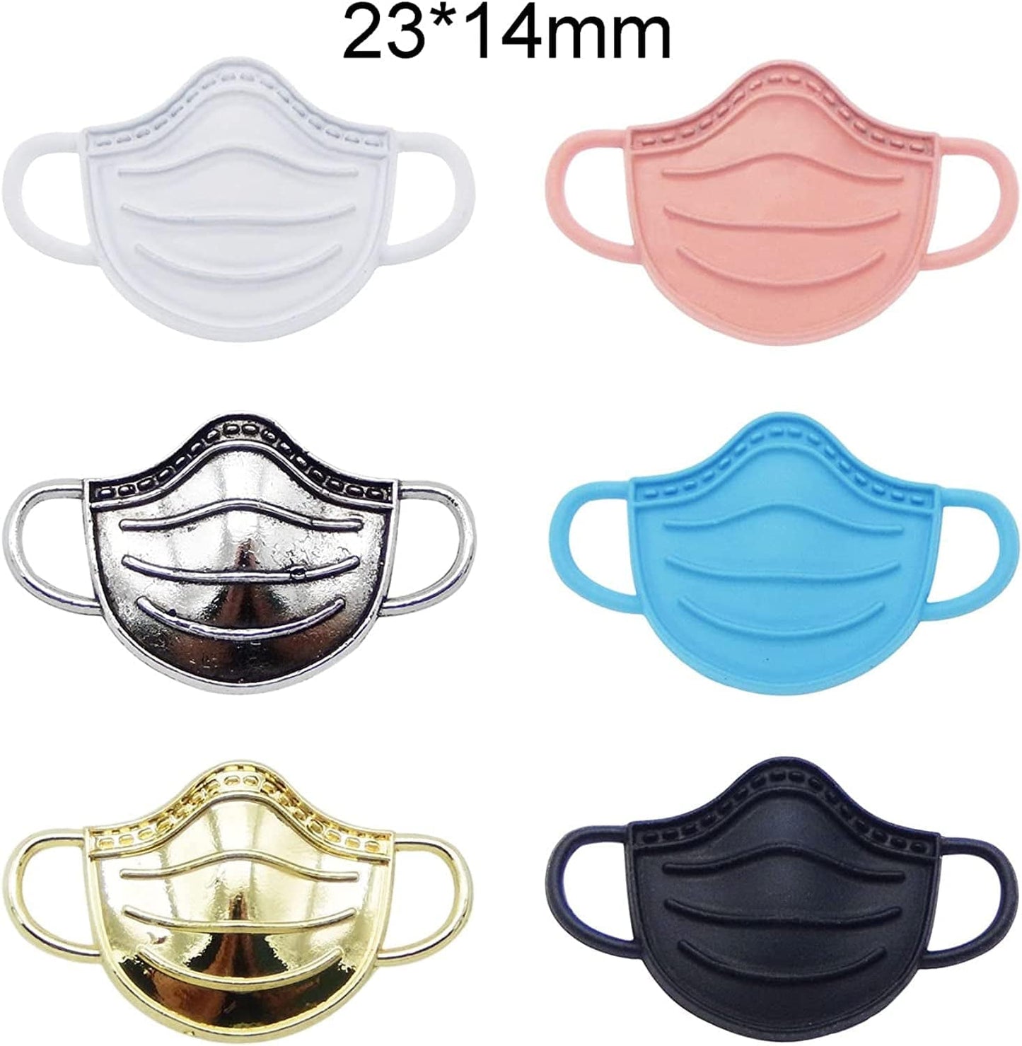 60Pcs Mixed Colors Face Mask Charms Enamel Gold Plated Pendant for DIY Jewelry Making Necklace Bracelet Earring Jewelry Accessories