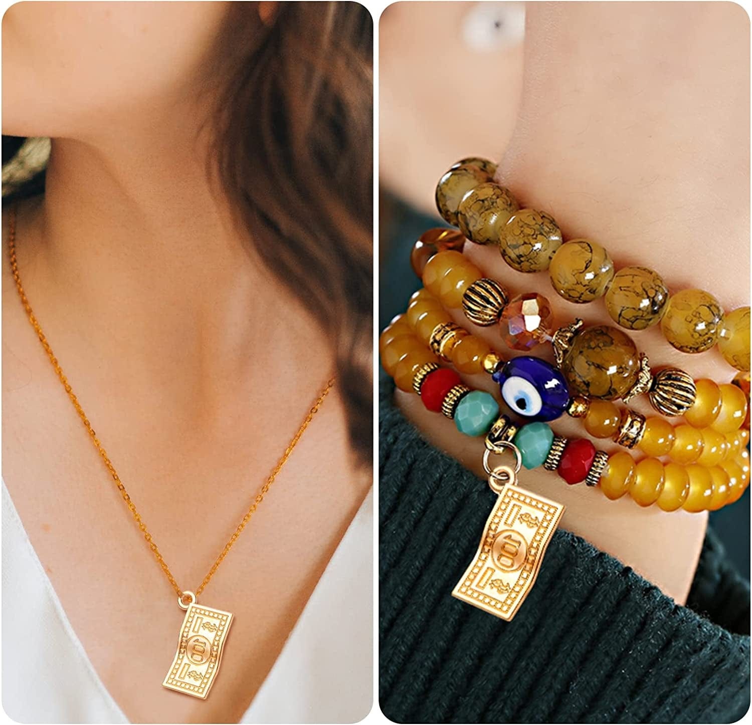 60Pcs Money Charms Pendant Alloy 100 Dollars Bill Charms Jewelry Charms for DIY Bracelets Necklace Jewelry Making Craft Supplies