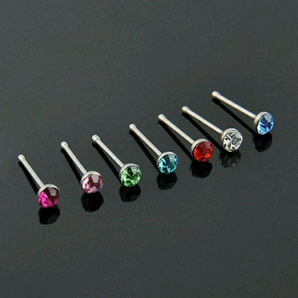 60Pcs Stainless Steel Crystal Nose Ring Set Women Steel Nose Piercing Set Ear Bone Needle Studs Body Jewelry Durable and Practical Apparel & Accessories > Jewelry > Body Jewelry Generic