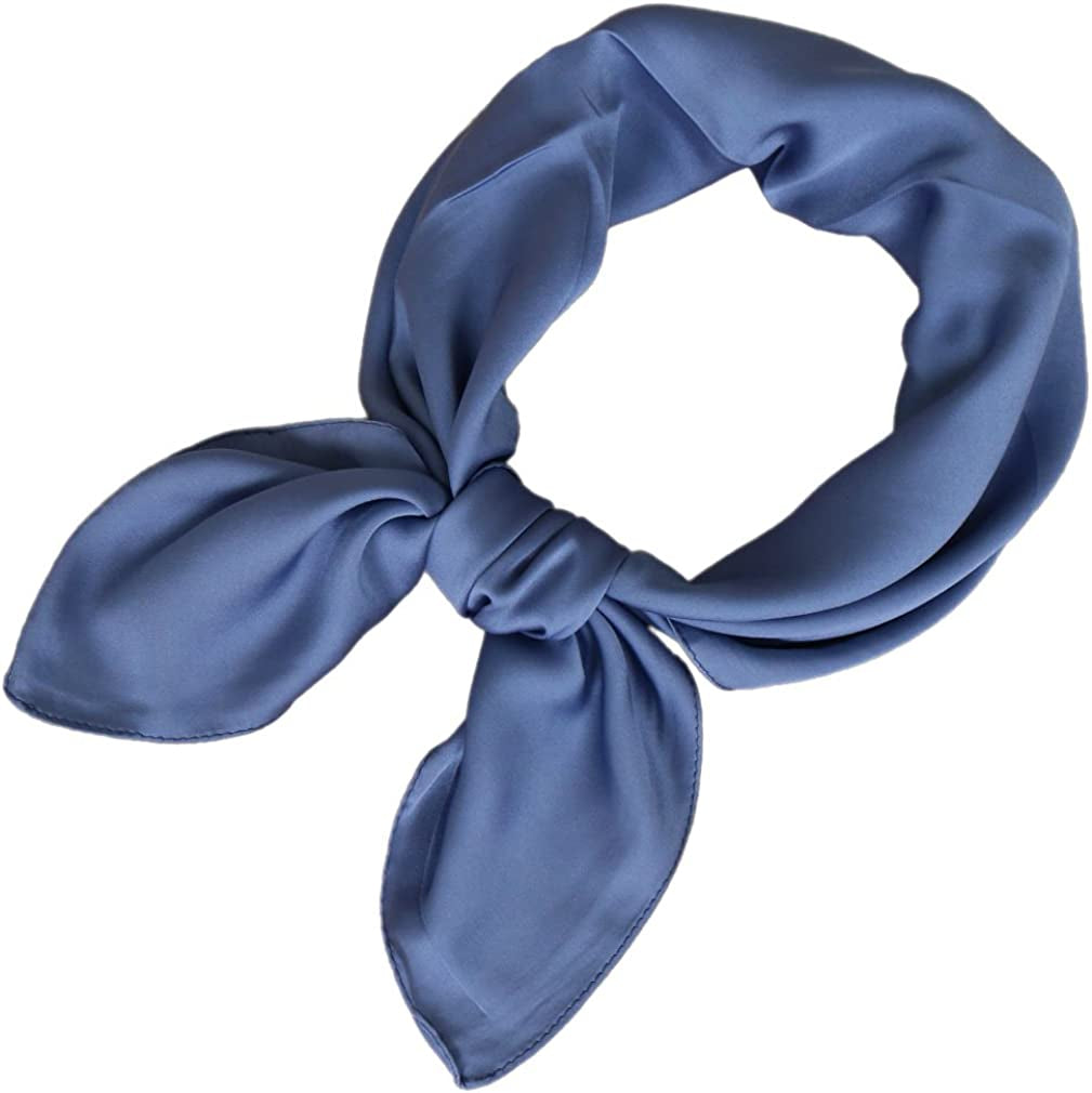 LMVERNA Square Satin Scarf for Women Polka Dot Ribbon Scarves 27 by 27 Inch Apparel & Accessories > Clothing Accessories > Bandanas & Headties LMVERNA Blue