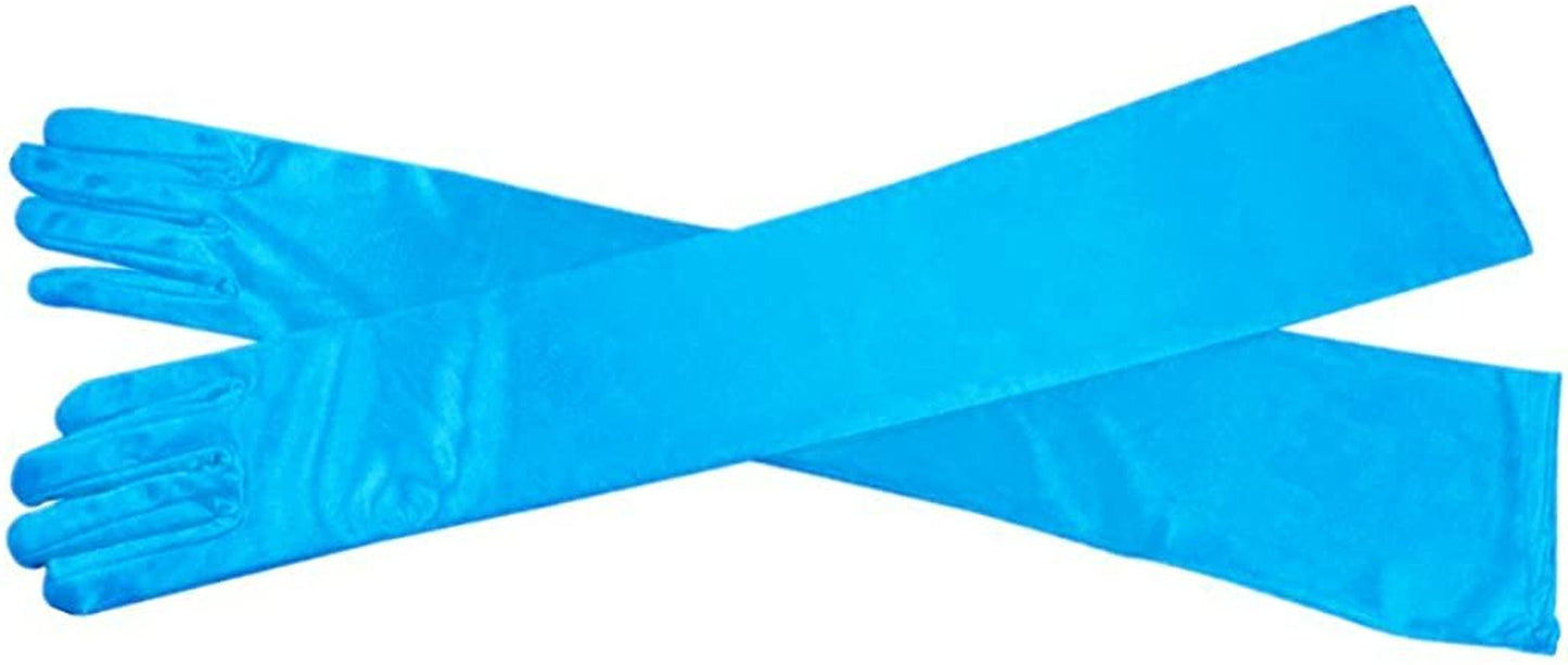 Dreamhigh Women'S Evening Party Mittens 21 " Long Black / White Satin Finger Gloves Apparel & Accessories > Clothing Accessories > Gloves & Mittens DreamHigh Light Blue