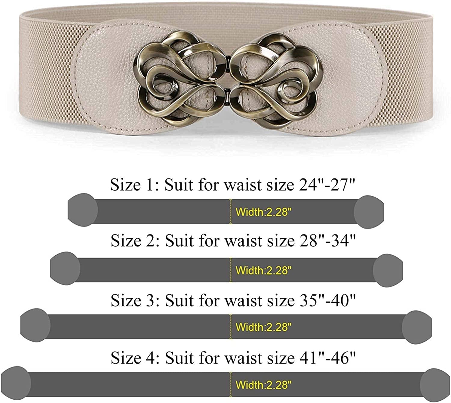 JASGOOD Women Stretchy Belt for Dresses Vintage Elastic Wide Waist Belt Apparel & Accessories > Clothing Accessories > Belts KYLIE MAX