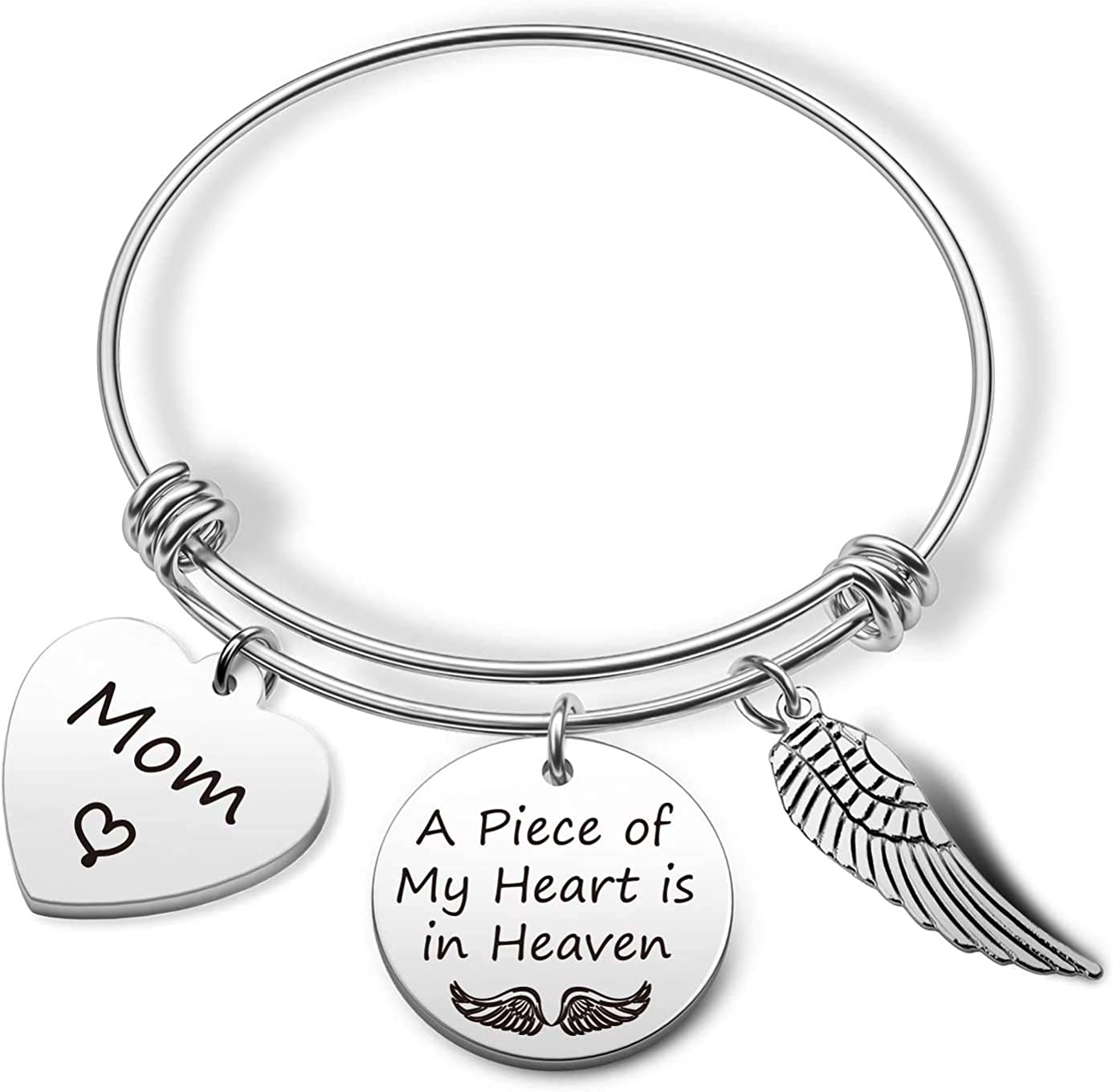 Memorial Bracelet Keychain Dad Mom in Heaven Loss Memorial Jewelry Sympathy Gift for Loss of Mom Dad Grandma Grandpa Apparel & Accessories > Jewelry > Bracelets EIGSO piece heaven mom BR
