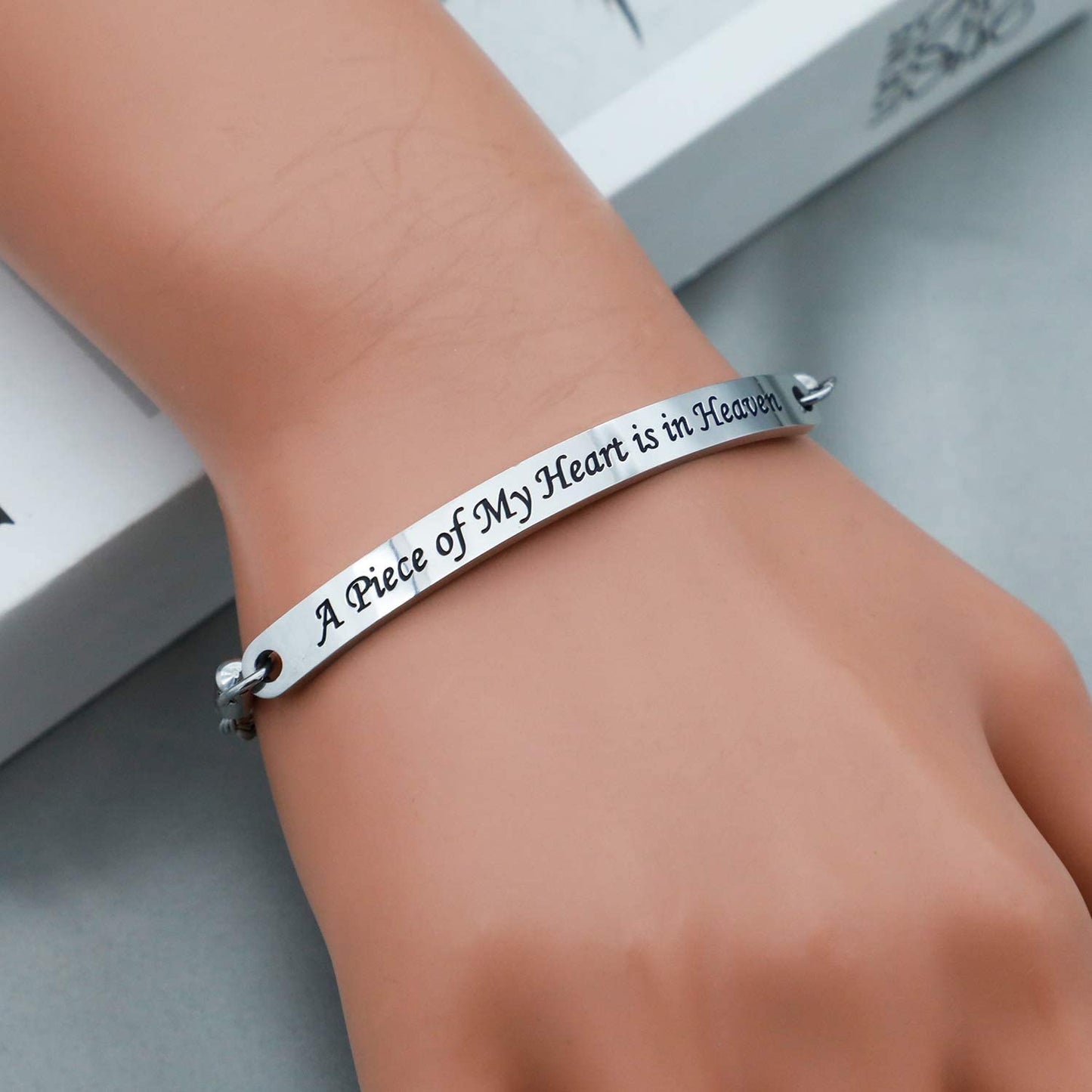 Memorial Bracelet Keychain Dad Mom in Heaven Loss Memorial Jewelry Sympathy Gift for Loss of Mom Dad Grandma Grandpa Apparel & Accessories > Jewelry > Bracelets EIGSO