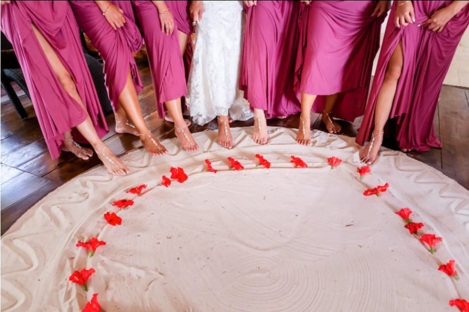 JEWSUN 2 PC Wedding Barefoot Sandals-Bridal Barefoot Sandals-Foot Jewelry-Wedding Sandals-Footless Sandals-Slave Anklet-Wedding Accessories-Beaded Sandles Apparel & Accessories > Jewelry > Anklets JEWSUN