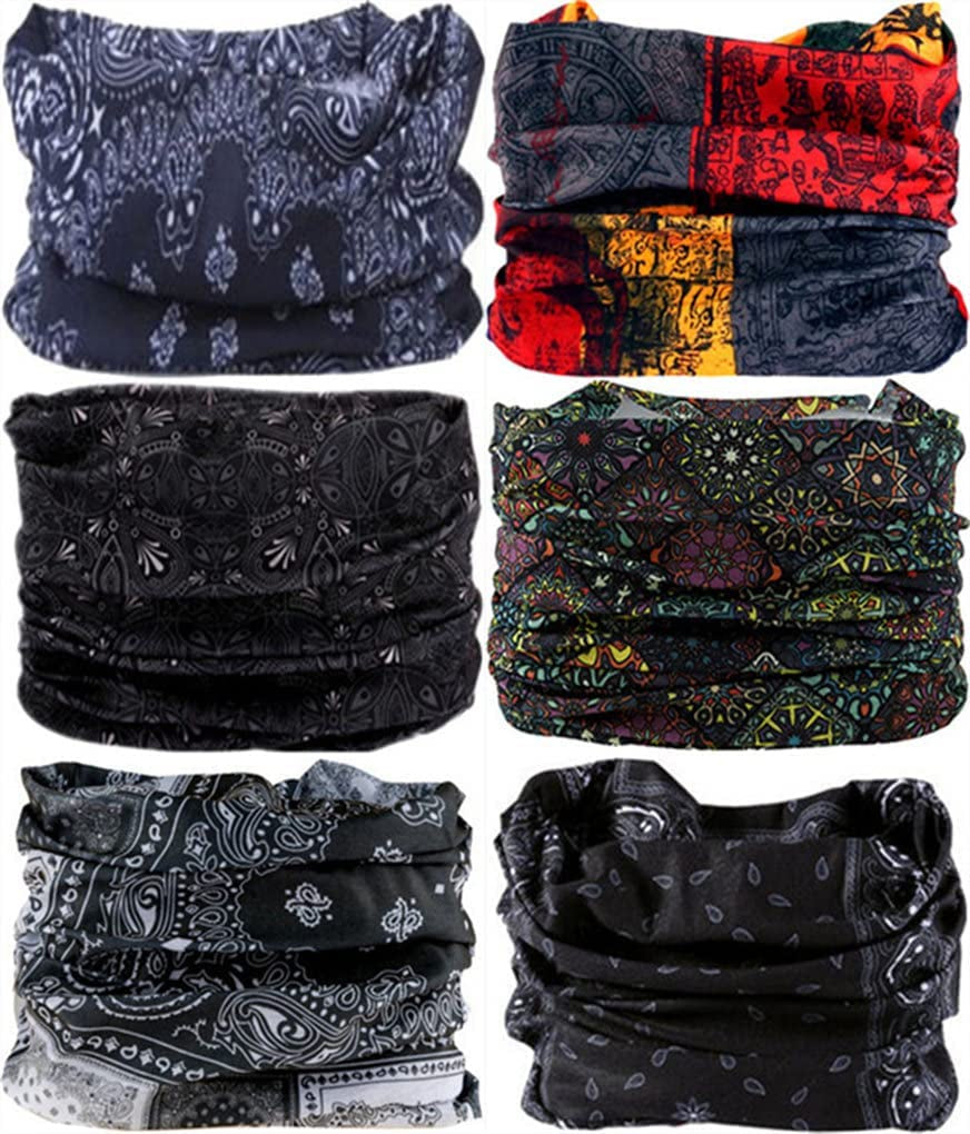 VANCROWN Headband Neck Gaiter Head Wrap Headwear Face Mask Magic Scarf Bandana for Men and Women Apparel & Accessories > Clothing Accessories > Headwear VANCROWN 6PCS.Gray