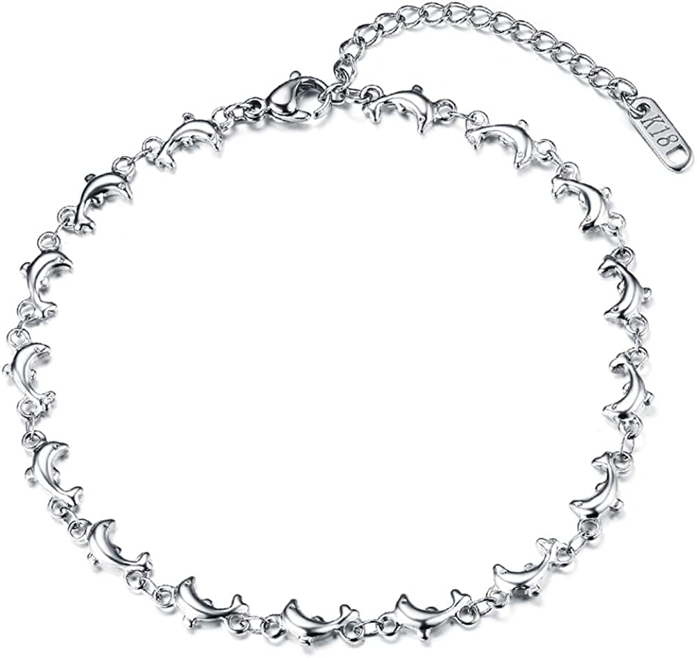 Hoduar Stainless Steel Anklet for Women, Non-Fading Dainty Heart Ankle Bracelets Foot Chain Jewelry for Women Apparel & Accessories > Jewelry > Anklets hoduar