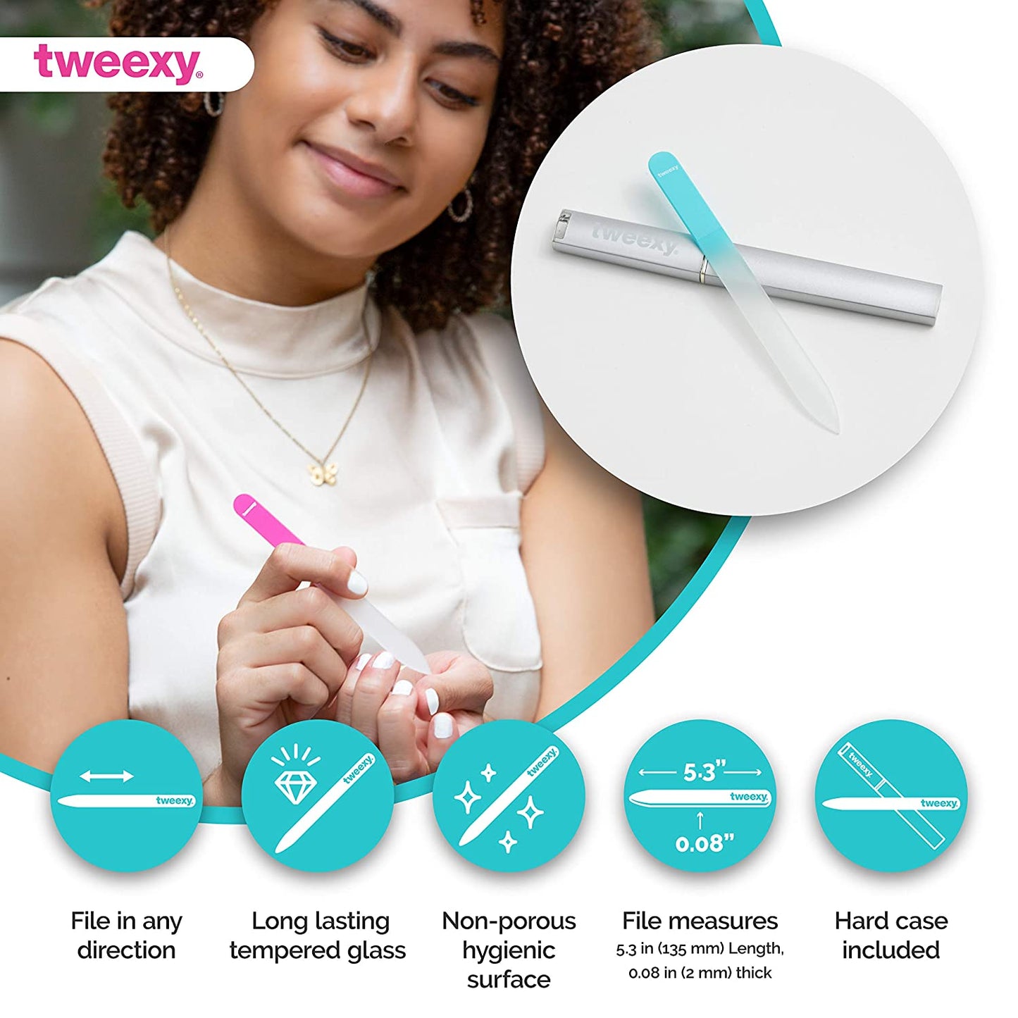 Tweexy Genuine Czech Crystal Glass Nail File with Protective Case and Vinyl Sleeve, Manicure and Pedicure Tool, Nail Care Accessories (Purple) Health & Beauty > Personal Care > Cosmetics > Cosmetic Tools > Nail Tools tweexy
