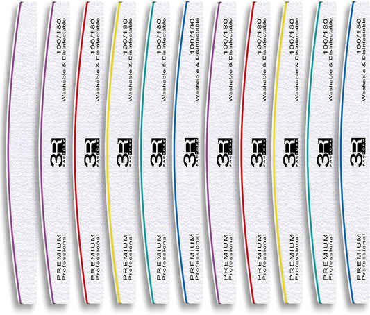 Nail Files - 3R Factory Acrylic Nail File 100/180, Nail Solution for Acrylic Nails, Acrylic Nail Remover, Professional Nail Salon Supplies, 2Pcs Each of Ergonomic Colors Design Border. (10Pcs Pack) Health & Beauty > Personal Care > Cosmetics > Cosmetic Tools > Nail Tools 3R Factory