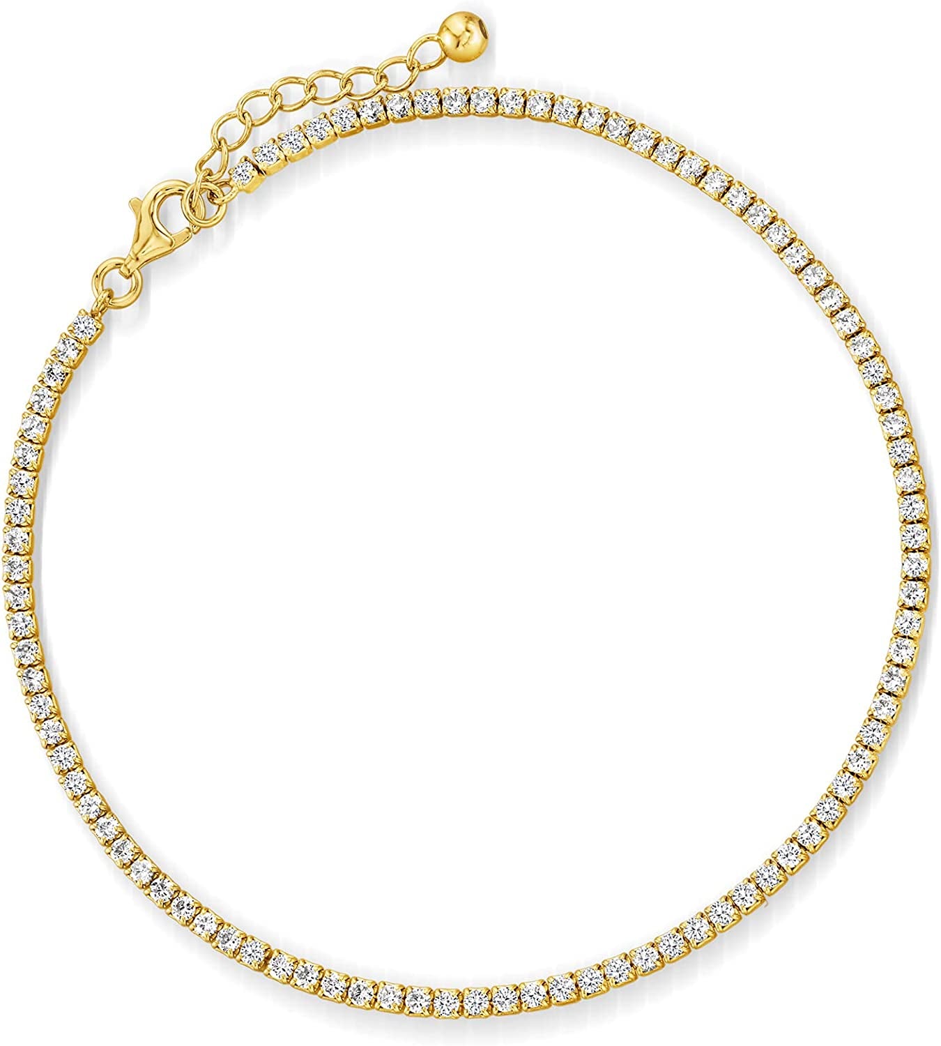 Ross-Simons 2.70 Ct. T.W. CZ Tennis Anklet Apparel & Accessories > Jewelry > Anklets Ross-Simons 18kt Yellow Gold Over Sterling 9.0 Inches