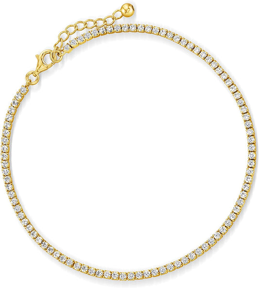Ross-Simons 2.70 Ct. T.W. CZ Tennis Anklet Apparel & Accessories > Jewelry > Anklets Ross-Simons 18kt Yellow Gold Over Sterling 9.0 Inches