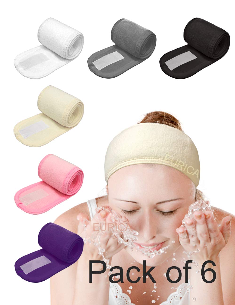 Spa Headband Hair Wrap EUICAE Sweat Headband Head Wrap Hair Towel Wrap Non-Slip Stretchable Washable Makeup Headband for Face Wash Facial Treatment Sport Fits All White (Mixed Color) Apparel & Accessories > Clothing Accessories > Bandanas & Headties EUICAE Mixed color