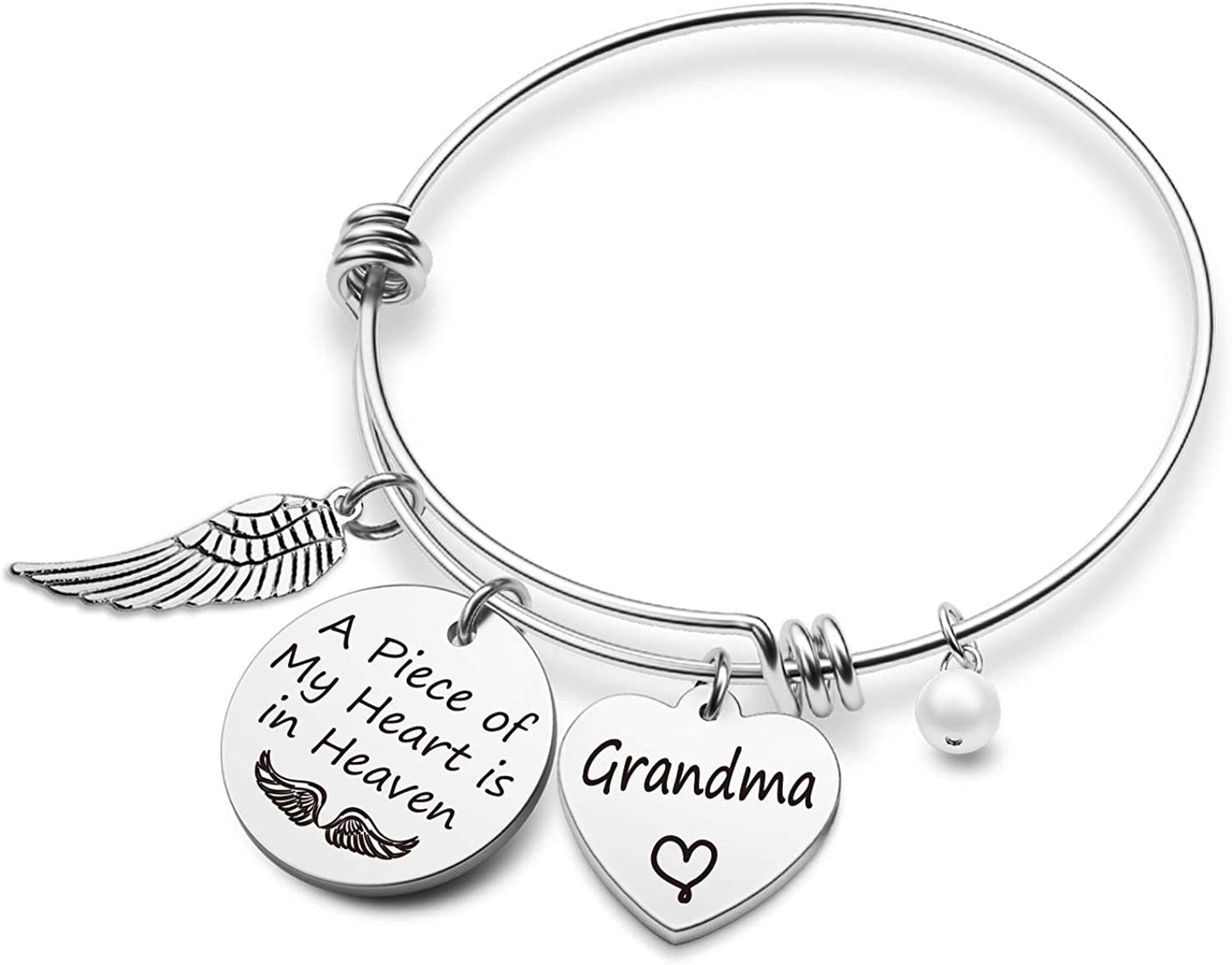 Memorial Bracelet Keychain Dad Mom in Heaven Loss Memorial Jewelry Sympathy Gift for Loss of Mom Dad Grandma Grandpa Apparel & Accessories > Jewelry > Bracelets EIGSO piece heaven grandma BR