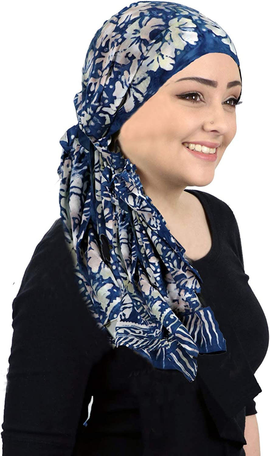 Hats, Scarves & More Headscarf Head Wrap for Women Chemo Headwear Cancer Scarf Head Covering Bali Batik 15 X 60 Inches Apparel & Accessories > Clothing Accessories > Headwear Hats Scarves & More Indigo Lotus