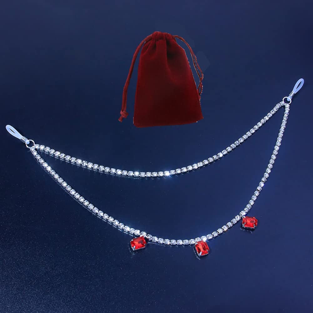 Nipple Ring Chain Rhinestone Bra Body Chain Non Piercing Nipple Jewelry Nipple Sex Accessories for Rave Party Women Apparel & Accessories > Jewelry > Body Jewelry Generic