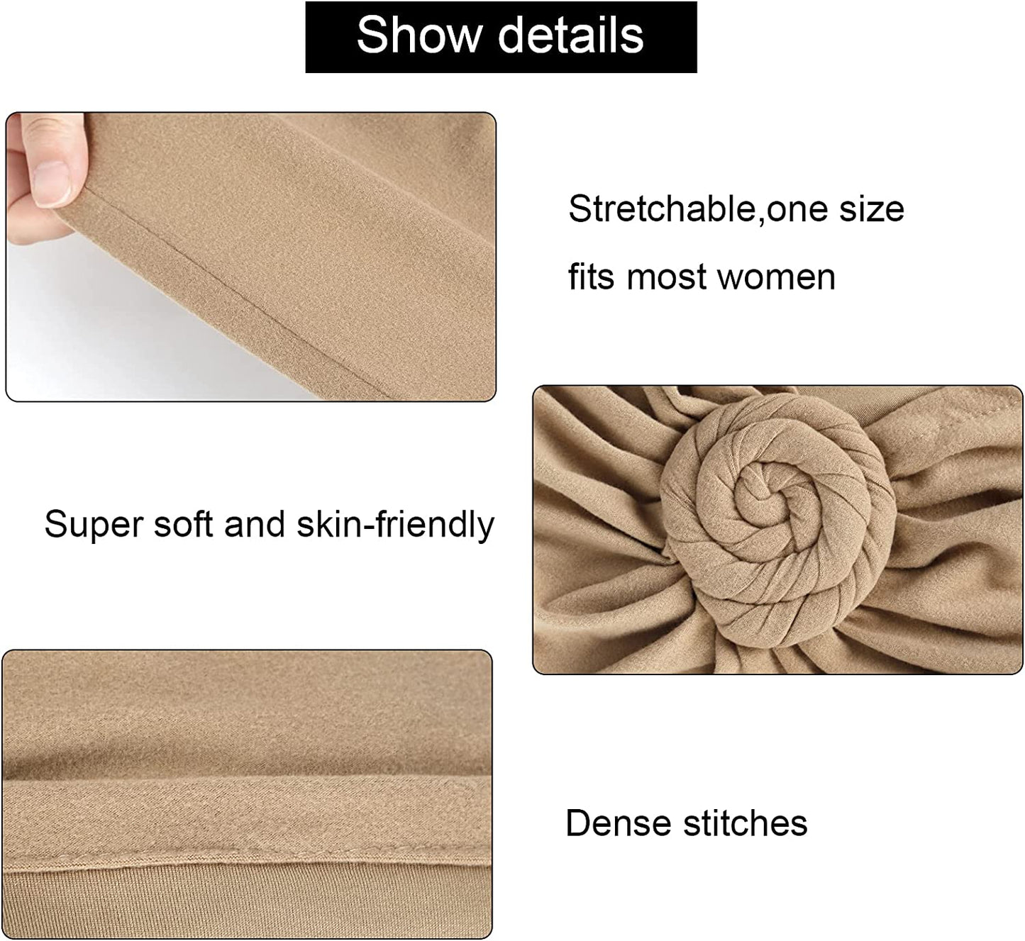 Chalier African Head Wrap for Women Knot Pre-Tied Fashion Turbans Head Wraps Beanie Hat Apparel & Accessories > Clothing Accessories > Bandanas & Headties Chalier