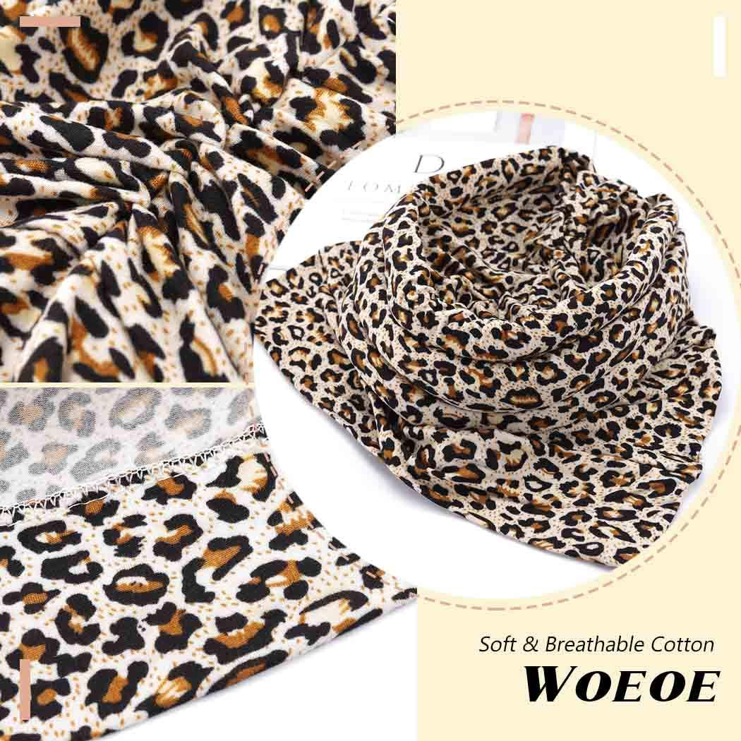 Woeoe African Turban Head Wrap Leopard Print Soft Head Scarf Stretch Head Cover Beanie Cap Headwear for Women and Girls Apparel & Accessories > Clothing Accessories > Headwear Woeoe