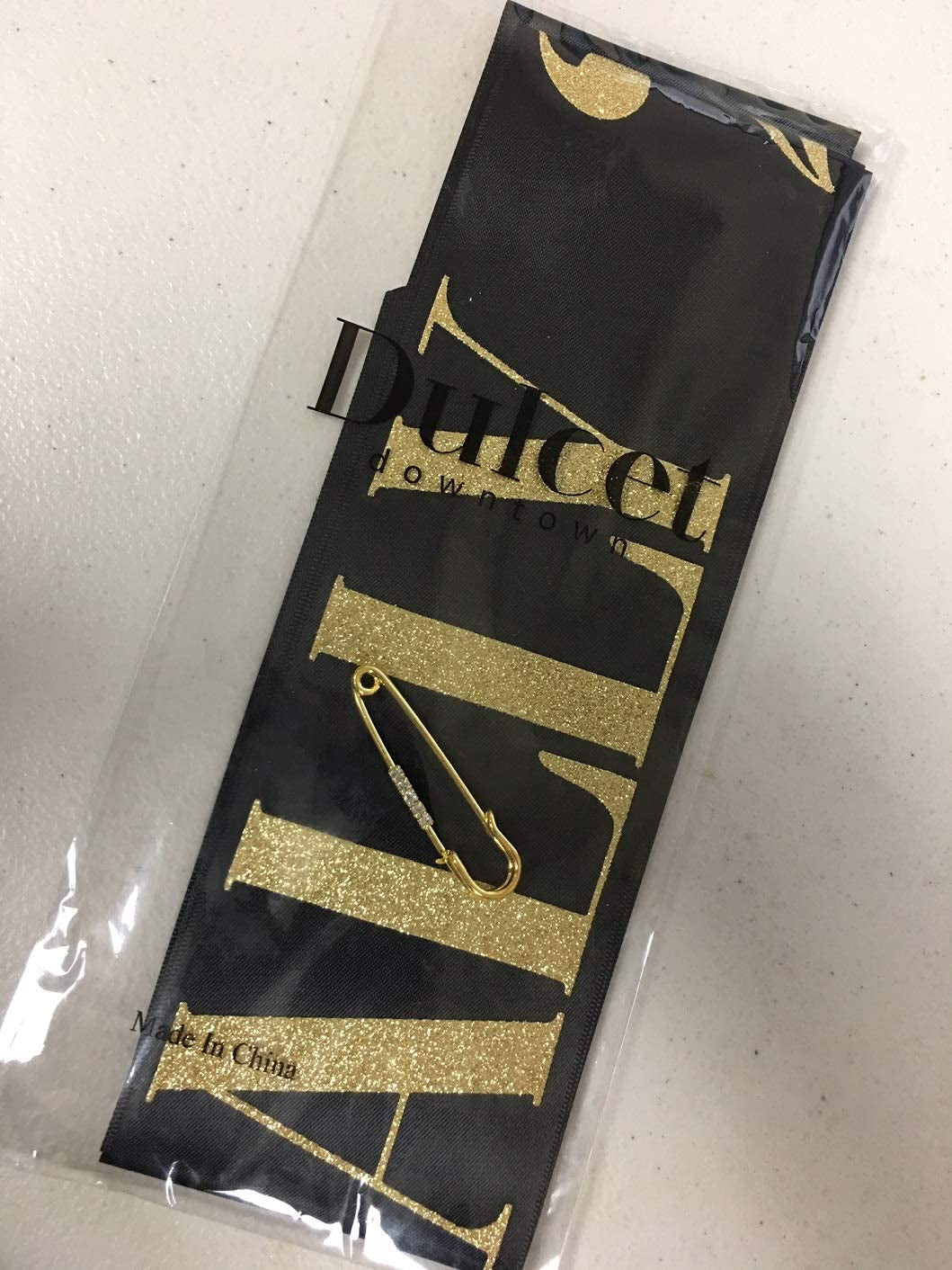 Dulcet Downtown Black Satin Finally 21 Birthday Sash with Gold Glitter Apparel & Accessories > Clothing Accessories > Sashes Dulcet Downtown