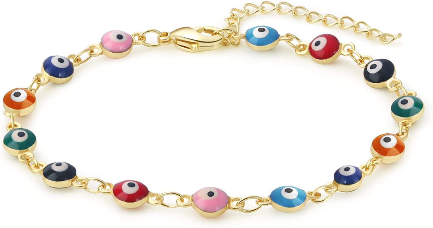 Evil Eye Ankle Bracelet,Evil Eye Anklet,Evil Eye Bracelet,Evil Eye Anklets for Women,Mother'S Day Gift Apparel & Accessories > Jewelry > Anklets DeScount Gold Plated Round Evil Eye Bracelet