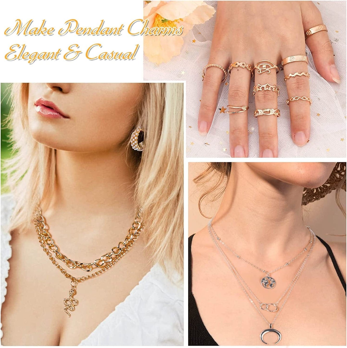 63 Pack of Jewelry Set for Women, Including 15 Pairs Fashion Earrings, 4 Pack Cute Necklaces, 13Pc Aesthetic Bracelets / Anklets and 31Pc Dainty Rings, Trending Gift for Teen Girls