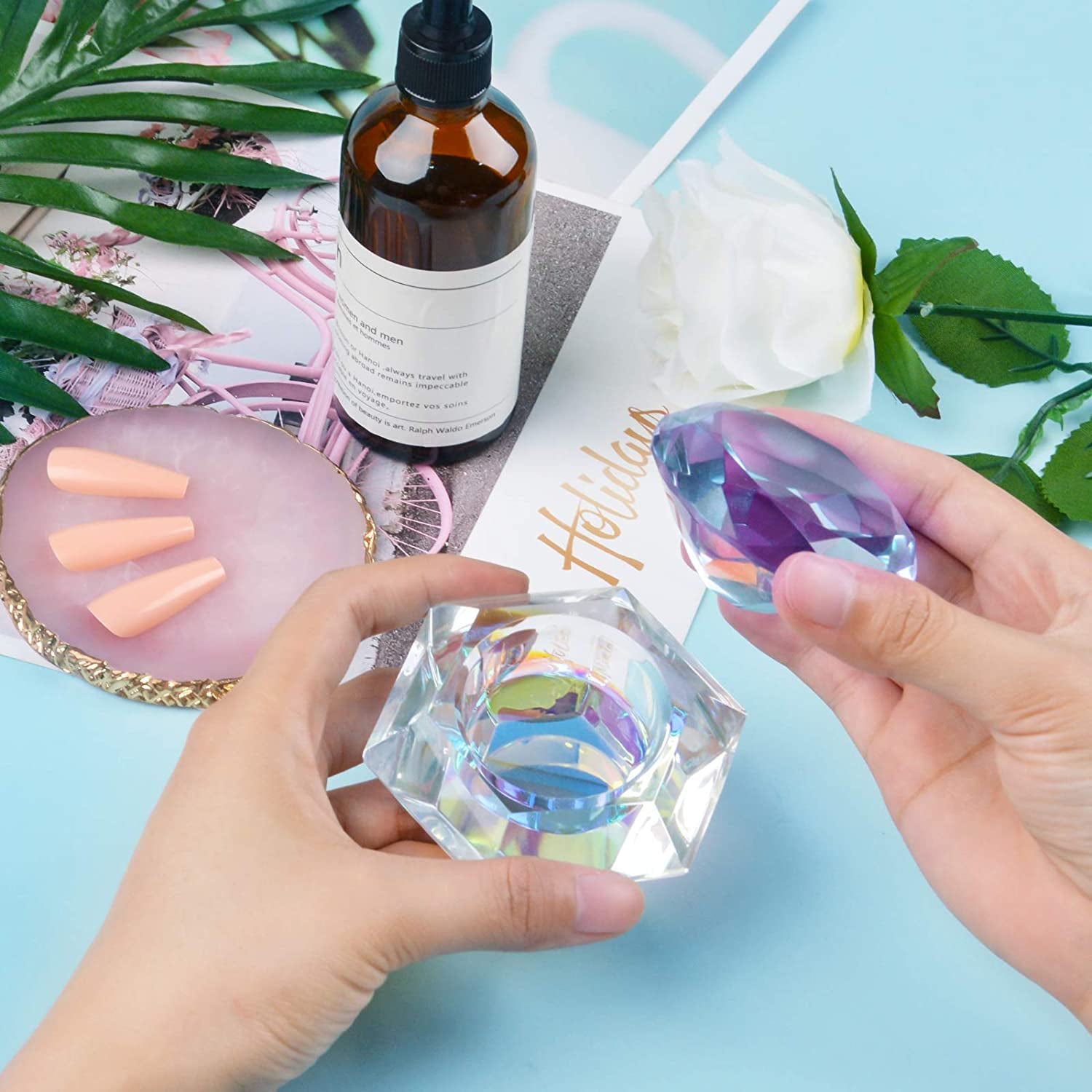 Kalolary 1 Pc Colorful Nail Art Dappen Dish for Acrylic Liquid Powder, Nail Crystal Bowl Glass Nail Cup Nail Glassware with Purple Gemstone Lid for Nail Art Manicure Care Tools(Purple) Health & Beauty > Personal Care > Cosmetics > Cosmetic Tools > Nail Tools Kalolary