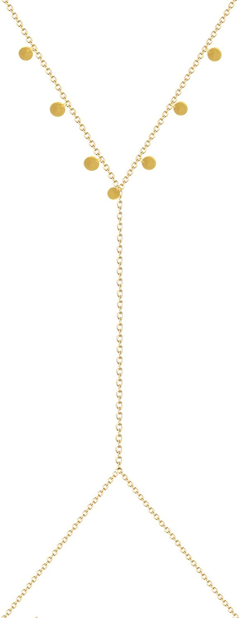 Body Chains for Women Sexy Skinny Crossover Full Body Jewelry for Bikini Swimsuit Wedding Dress Necklace and Belly Chain Set Apparel & Accessories > Jewelry > Body Jewelry Tosmifairy Gold-Round Iron Sheets