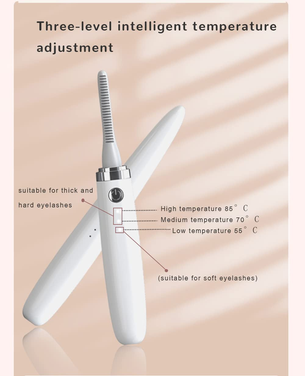 Heated Eyelash Curler with 3 Temperature Setting Natural Long-Lasting Waterprooft and Rechargeable Eye Beauty Makeup Tools for Women&Girl (White) Health & Beauty > Personal Care > Cosmetics > Cosmetic Tools > Makeup Tools Spmmmner