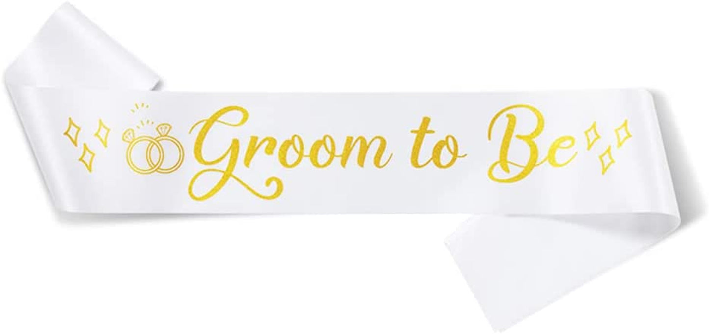 Party to Be Groom to Be Sash Set Wedding Stag Night Bachelor Party Decoration Black Apparel & Accessories > Clothing Accessories > Sashes Party to Be Groom to Be (White)