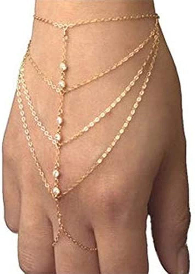 Furivy Pop Celebrity Chain Tassel Crystal Bracelet Slave Finger Ring Hand Harness Apparel & Accessories > Jewelry > Bracelets Furivy