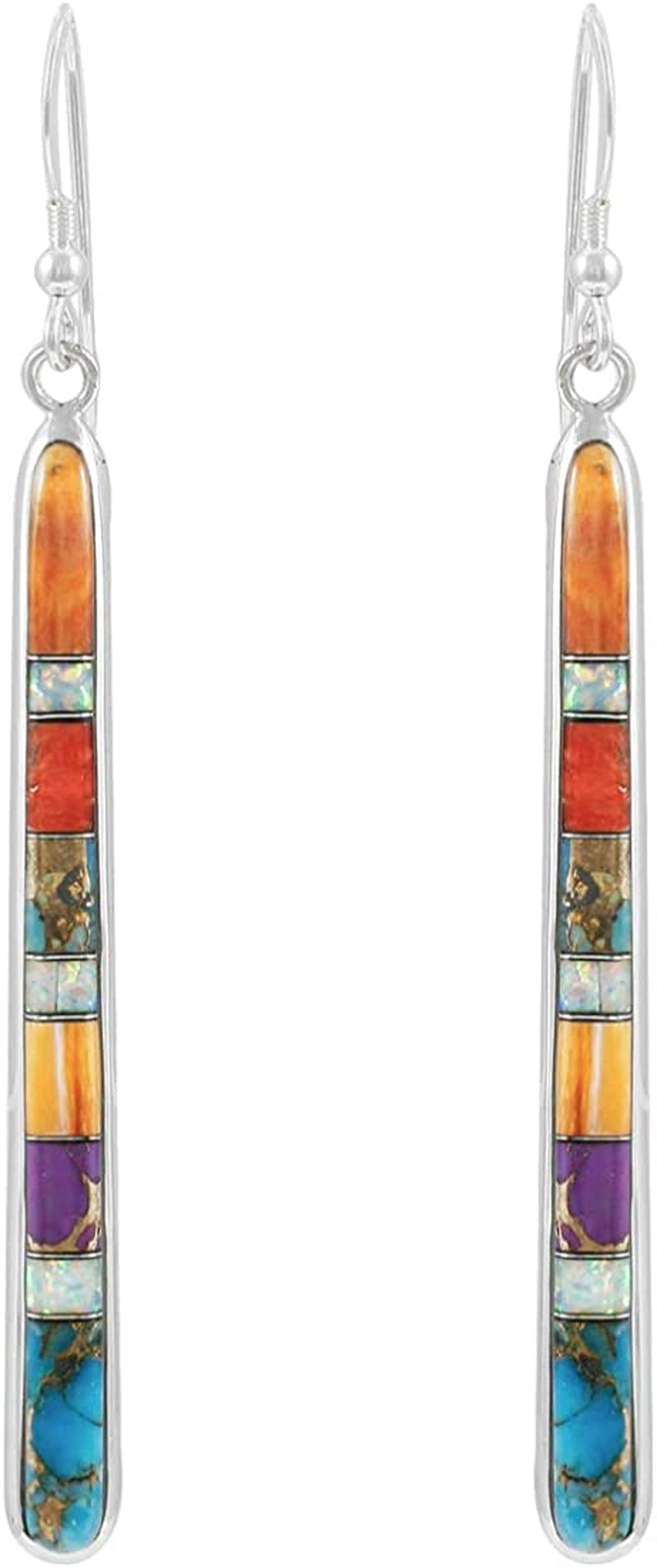 Turquoise Earrings in Sterling Silver & Genuine Gemstones (2.5" Long) Apparel & Accessories > Jewelry > Earrings Turquoise Network