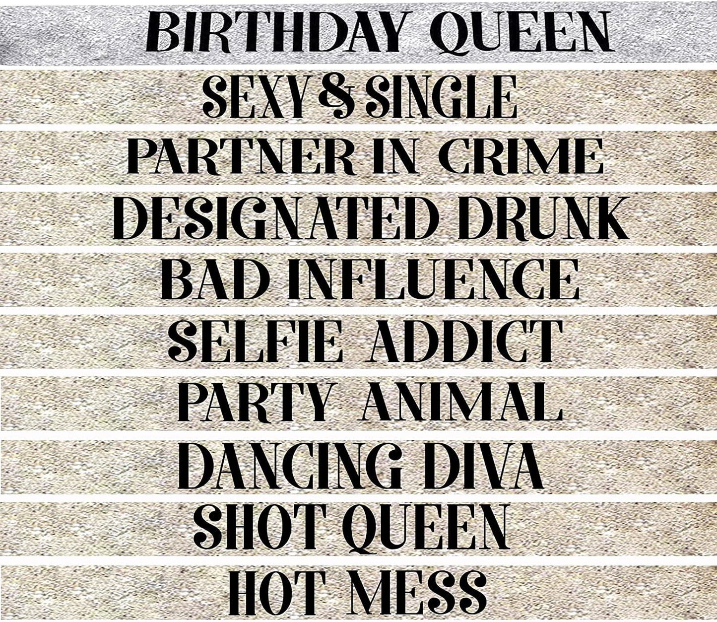 Snogisa Birthday Gifts Sash Set Birthday Queen Women Birthday Party Supplies Fun Party Favors Decorations Apparel & Accessories > Clothing Accessories > Sashes Snogisa Queen gold polyester