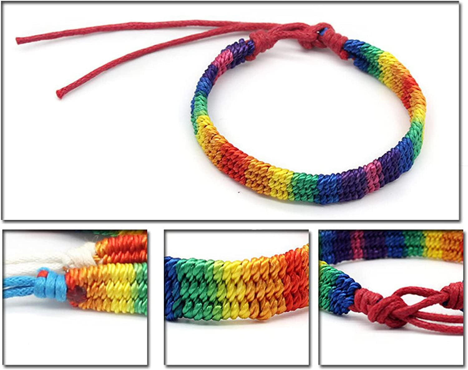 Nanafast Rainbow LGBT Pride Bracelet Handmade Braided Friendship String Bracelet for Gay & Lesbian LGBTQ Wristband Adjustable Size Apparel & Accessories > Jewelry > Anklets Nanafast