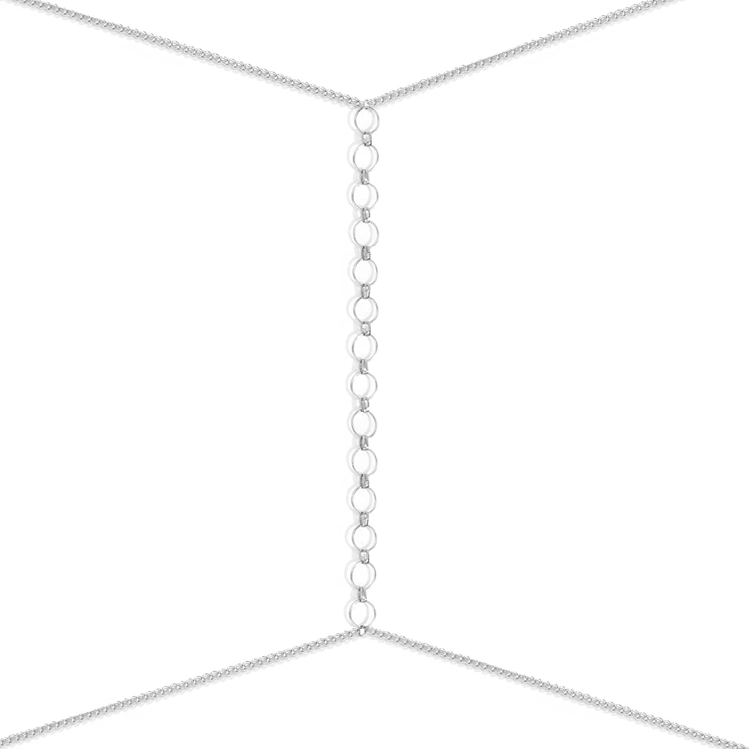 Body Chains for Women Sexy Skinny Crossover Full Body Jewelry for Bikini Swimsuit Wedding Dress Necklace and Belly Chain Set Apparel & Accessories > Jewelry > Body Jewelry Tosmifairy Lots O-Rings+Silver Iron Chain