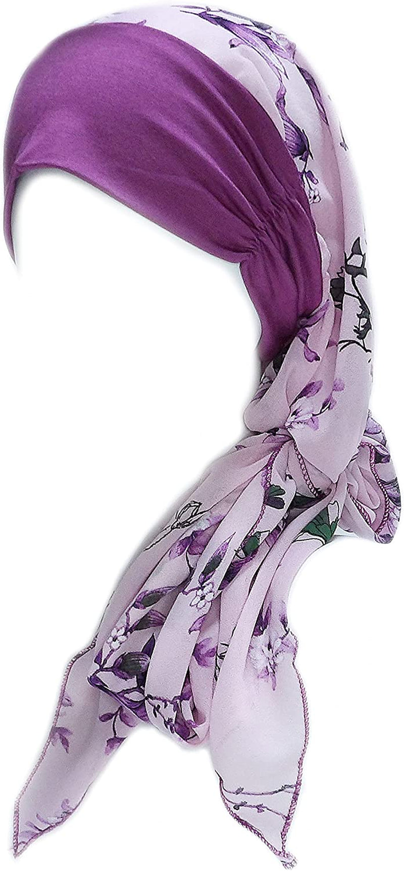 Headwear for Women Sleep Beanie Head Scarf for Bald Wraps Cancer Hats Turbans Apparel & Accessories > Clothing Accessories > Headwear Gragengs Purple Flower