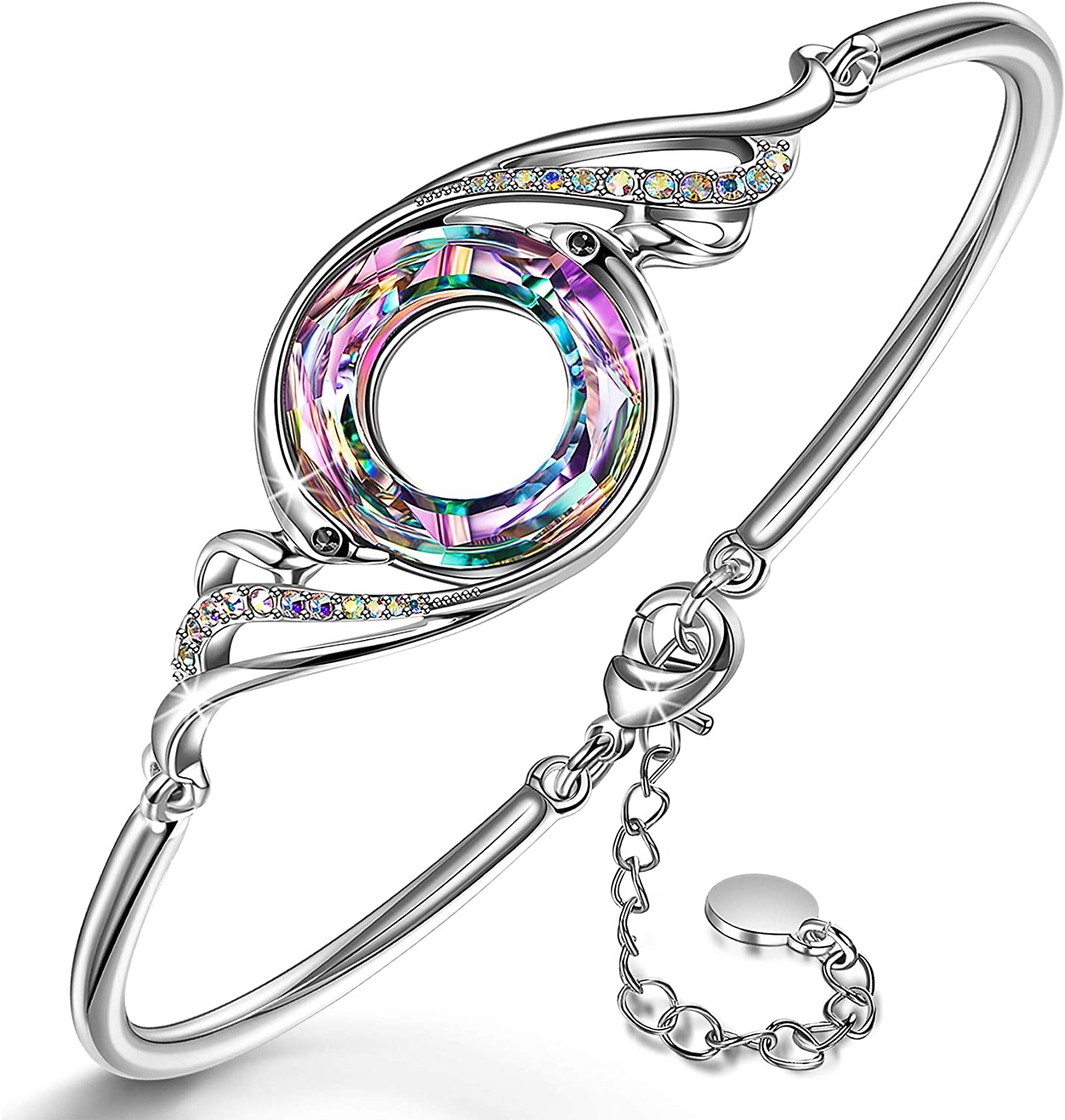 Kate Lynn "Rise from the Ashes" Phoenix Bracelet Made with Crystals from Austria, Adjustable Bangle Bracelet for Women 7"+2", Packaged with Jewelry Box, Christmas Gifts Birthday Gifts for Women, Symbol of Luck and Renewal Apparel & Accessories > Jewelry > Bracelets Kate Lynn Purple Light