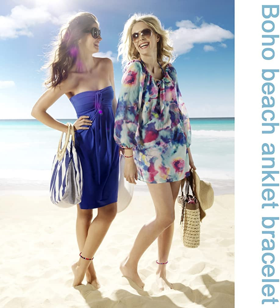 FINZOR 20PCS Ankle Bracelet Adjustable Boho Surfer Anklet Bracelet Thin Rope Unisex Handmade Beach Anklet Boho Colorful Ankle Bracelet Bohemia Anklet Chain Jewelry Festival Accessories Apparel & Accessories > Jewelry > Anklets FINZOR