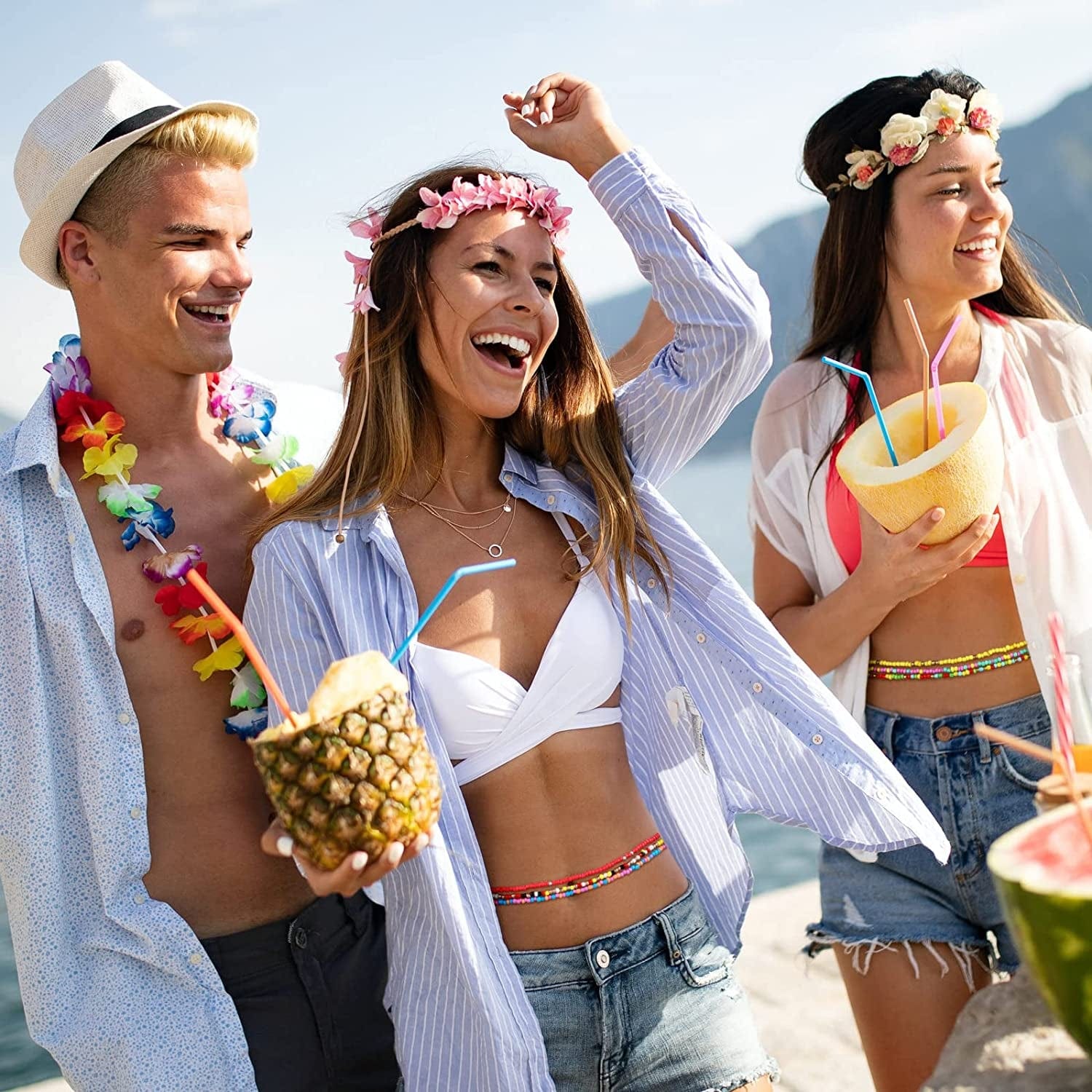 64 Pcs African Waist Beads Chain Colorful Belly Body Chain Layered Belly Chain Summer Waist Beads for Weight Loss Adjustable Bikini Jewelry Chains Stomach Bracelet for Women Girls Beach Party Apparel & Accessories > Jewelry > Body Jewelry Zhehao