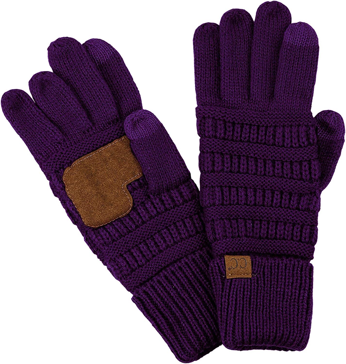 C.C Unisex Cable Knit Inner Lined Anti-Slip Touchscreen Texting Gloves Apparel & Accessories > Clothing Accessories > Gloves & Mittens C.C Purple