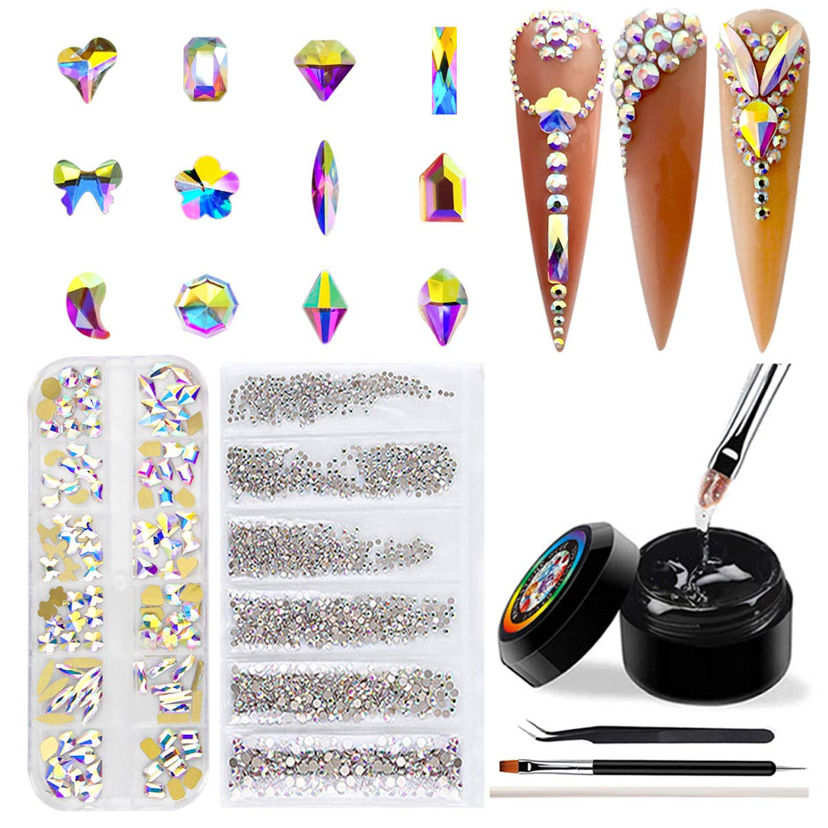 Micro AB Rhinestones with Glue and Tool, 1 Bottle of Ultra Mini 1.2Mm Caviar Beads Rhinestones for 3D Nail Art with 8Ml Glue and Tool Included Health & Beauty > Personal Care > Cosmetics > Cosmetic Tools > Nail Tools ULGAI AB 120 + Glue