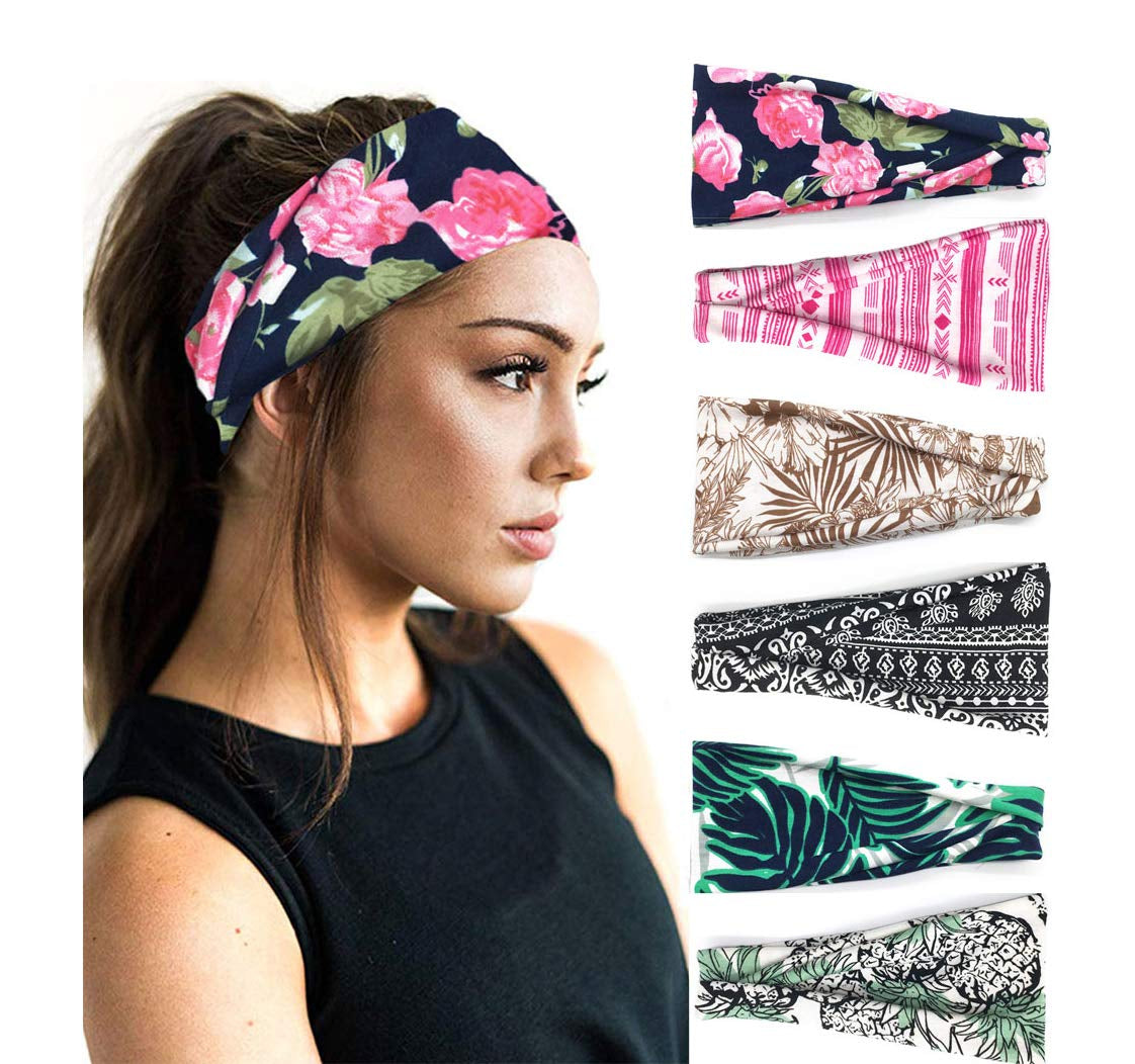 PLOVZ 6 Pack Women'S Yoga Running Headbands Sports Workout Hair Bands (Set 10) Apparel & Accessories > Clothing Accessories > Bandanas & Headties PLOVZ Set 8