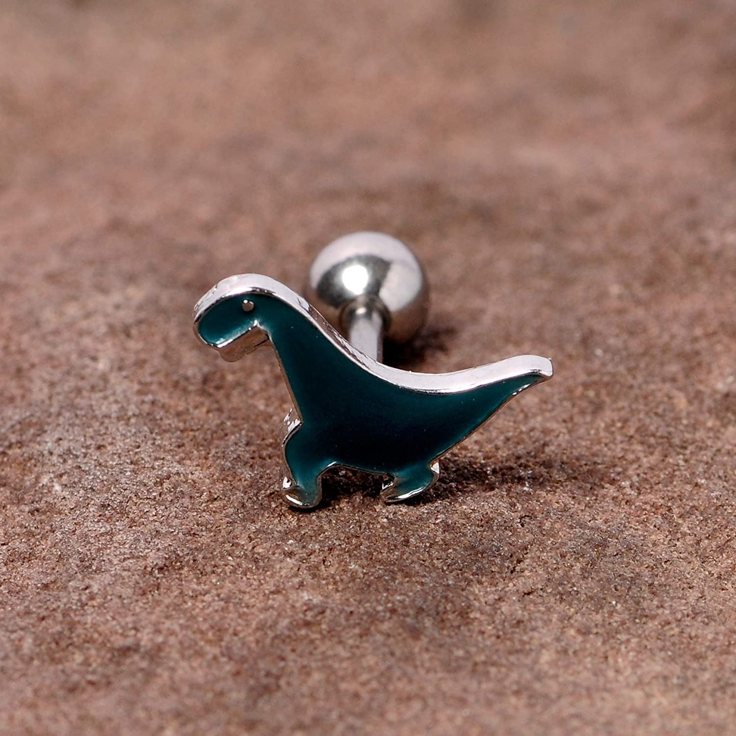 Body Candy 16G Womens 316L Stainless Steel Green Dinosaur Cartilage Earring Helix Tragus Jewelry 1/4" Apparel & Accessories > Jewelry > Body Jewelry Body Candy