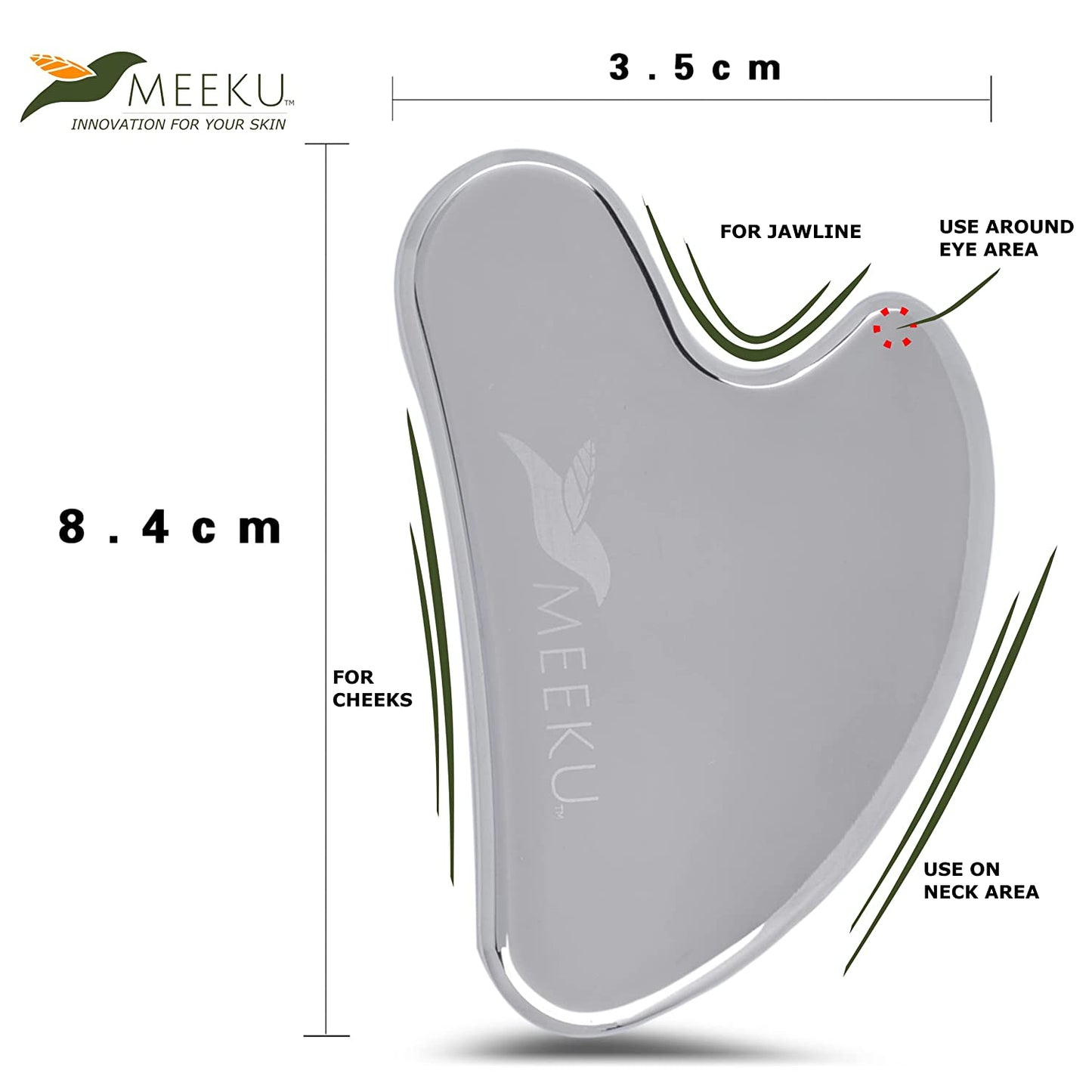 MEEKU Gua Sha Stainless Steel Tool, Gua Sha Facial Tools, Stainless Steel Guasha Tool for Face & Body, Stainless Steel Guasha | Prevents Wrinkles | Tightening & Increased Circulation | Fascia Release Health & Beauty > Personal Care > Cosmetics > Cosmetic Tools > Skin Care Tools MEEKU