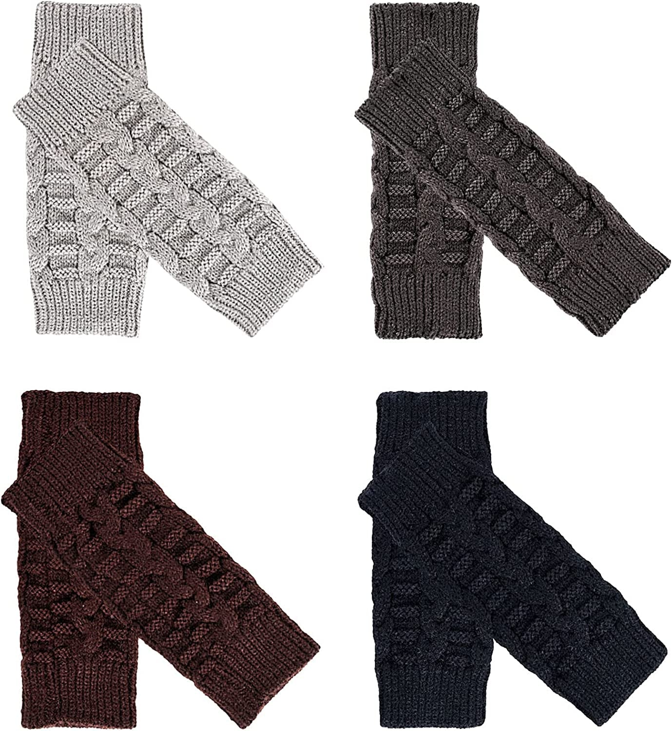 SOCKFUN Knit Fingerless Gloves for Women Hand Warmer Gloves, Thumbhole Warm Winter Fingerless Mittens for Women 4 Pairs Apparel & Accessories > Clothing Accessories > Gloves & Mittens sockfun