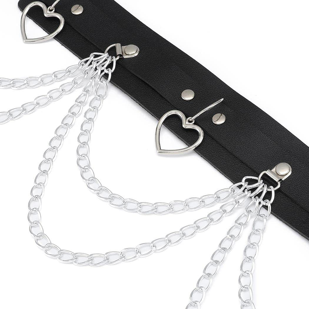 Reetan Punk Body Chains Black Layered Waist Chain Leather Belt Belly Chains Rave Party Body Jewelry Accessories for Women and Girls (1) Apparel & Accessories > Jewelry > Body Jewelry REETAN