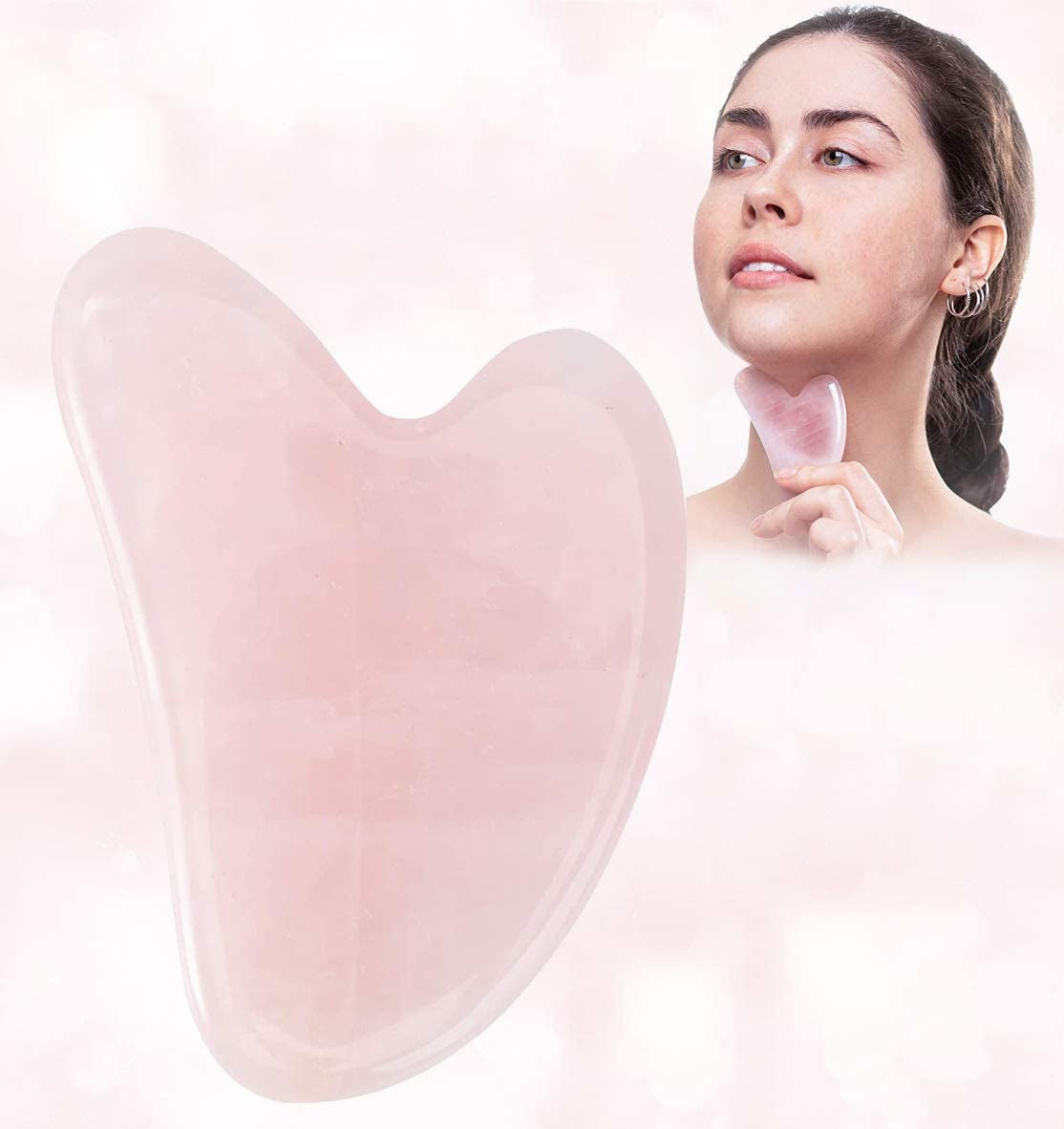 Gua Sha Massage Tool - 100% Natural Rose Quartz Heart Shape Jade Gua Sha Facial Tools for SPA Acupuncture Therapy Trigger Point Treatment, Gua Sha Stone for Back, Face, Foot (Pink Crystal Stone) Health & Beauty > Personal Care > Cosmetics > Cosmetic Tools > Skin Care Tools YY-INNOV