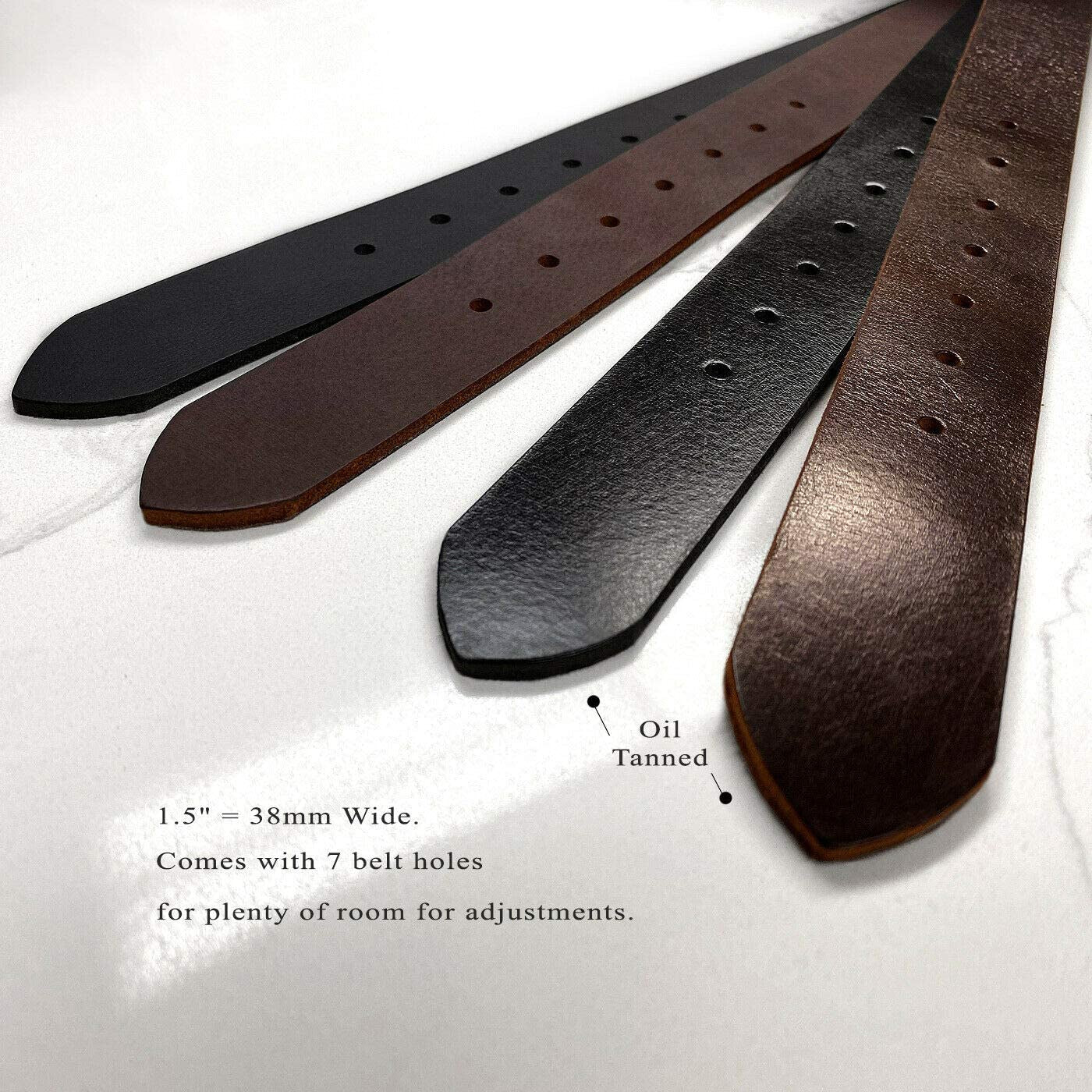 One Piece Full Grain Buffalo Oil Tanned Leather Replacement Belt Strap/ Belt with Buckle 1-1/2" (38Mm) Wide- Multiple Choices Apparel & Accessories > Clothing Accessories > Belts Belts.com